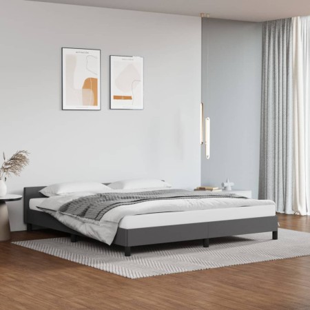 Estructura de cama con cabecero cuero sintético gris 160x200cm de vidaXL, Camas y somieres - Ref: Foro24-347511, Precio: 127,...