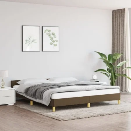 Estructura de cama con cabecero de tela marrón 160x200 cm de vidaXL, Camas y somieres - Ref: Foro24-347426, Precio: 123,71 €,...
