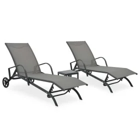 Sonnenliegen mit Tisch 2 Einheiten Textilene und Stahl von vidaXL, Liegen - Ref: Foro24-47846, Preis: 216,81 €, Rabatt: %