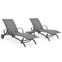 Tumbonas con mesa 2 unidades textilene y acero de vidaXL, Tumbonas - Ref: Foro24-47846, Precio: 216,81 €, Descuento: %