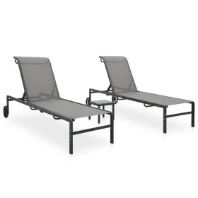 Liegestühle mit Tisch, 2 Einheiten aus Textilene und Stahl von vidaXL, Liegen - Ref: Foro24-47847, Preis: 216,86 €, Rabatt: %