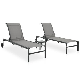 Tumbonas con mesa 2 unidades textilene y acero de vidaXL, Tumbonas - Ref: Foro24-47847, Precio: 219,84 €, Descuento: %