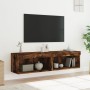 Muebles para TV con luces LED 2 uds roble ahumado 60x30x30 cm en Muebles TV | Comprar online en Foru.es