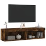 Muebles para TV con luces LED 2 uds roble ahumado 60x30x30 cm en Muebles TV | Comprar online en Foru.es