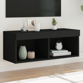Mueble para TV con luces LED negro 80x30x30 cm en Muebles TV | Comprar online en Foru.es