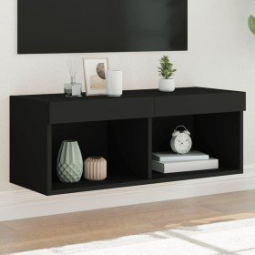 Mueble para TV con luces LED negro 80x30x30 cm en Muebles TV | Comprar online en Foru.es