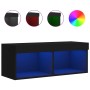 Mueble para TV con luces LED negro 80x30x30 cm en Muebles TV | Comprar online en Foru.es