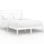 Estructura de cama de madera maciza blanca 140x200 cm de vidaXL, Camas y somieres - Ref: Foro24-3105796, Precio: 122,91 €, De...