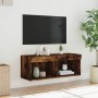 Mueble para TV con luces LED roble ahumado 80x30x30 cm en Muebles TV | Comprar online en Foru.es