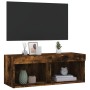 Mueble para TV con luces LED roble ahumado 80x30x30 cm en Muebles TV | Comprar online en Foru.es