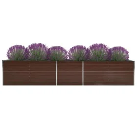 Arriate de jardín de acero galvanizado marrón 400x80x77 cm de vidaXL, Maceteros y jardineras - Ref: Foro24-47062, Precio: 139...