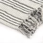 Manta a rayas de algodón gris y blanco 160x210 cm de vidaXL, Mantas - Ref: Foro24-245328, Precio: 26,52 €, Descuento: %