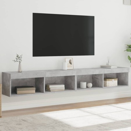 Muebles de TV con luces LED 2 uds gris hormigón 100x30x30 cm en Muebles TV | Comprar online en Foru.es