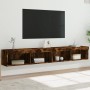 Muebles de TV con luces LED 2 uds roble ahumado 100x30x30 cm en Muebles TV | Comprar online en Foru.es