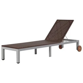 Tumbona con ruedas ratán sintético marrón de vidaXL, Tumbonas - Ref: Foro24-43974, Precio: 146,23 €, Descuento: %