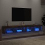 Muebles de TV con luces LED 2 uds roble ahumado 100x30x30 cm en Muebles TV | Comprar online en Foru.es