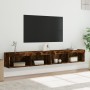Muebles de TV con luces LED 2 uds roble ahumado 100x30x30 cm en Muebles TV | Comprar online en Foru.es