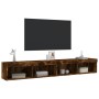 Muebles de TV con luces LED 2 uds roble ahumado 100x30x30 cm en Muebles TV | Comprar online en Foru.es