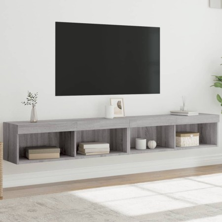 Muebles de TV con luces LED 2 uds gris Sonoma 100x30x30 cm en Muebles TV | Comprar online en Foru.es