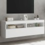 Muebles de TV de pared con luces LED 2 uds blanco 60x30x40 cm en Muebles TV | Comprar online en Foru.es