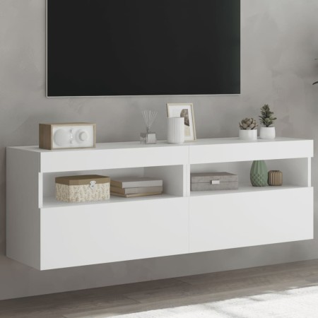 Muebles de TV de pared con luces LED 2 uds blanco 60x30x40 cm en Muebles TV | Comprar online en Foru.es