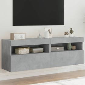 Muebles TV de pared luces LED 2 uds gris hormigón 60x30x40 cm en Muebles TV | Comprar online en Foru.es