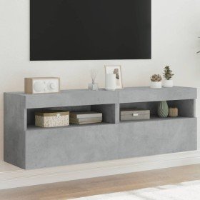 Muebles TV de pared luces LED 2 uds gris hormigón 60x30x40 cm en Muebles TV | Comprar online en Foru.es