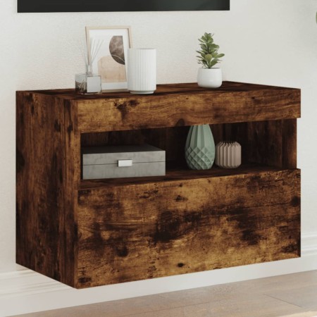 Mueble de TV de pared con luces LED roble ahumado 60x30x40 cm en Muebles TV | Comprar online en Foru.es