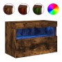 Mueble de TV de pared con luces LED roble ahumado 60x30x40 cm en Muebles TV | Comprar online en Foru.es