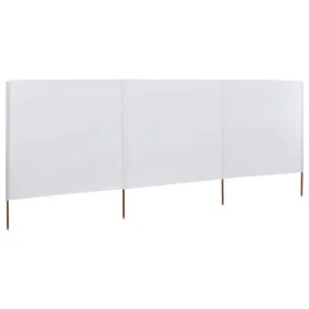 Paravientos de playa de 3 paneles de tela 400x120 cm blanco de vidaXL, Sombrillas - Ref: Foro24-44539, Precio: 35,36 €, Descu...