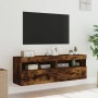Muebles TV de pared luces LED 2 uds roble ahumado 60x30x40 cm en Muebles TV | Comprar online en Foru.es