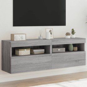 Muebles TV de pared con luces LED 2 uds gris Sonoma 60x30x40 cm en Muebles TV | Comprar online en Foru.es