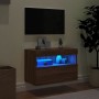 Mueble de TV de pared con luces LED roble marrón 60x30x40 cm en Muebles TV | Comprar online en Foru.es