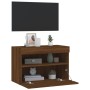 Mueble de TV de pared con luces LED roble marrón 60x30x40 cm en Muebles TV | Comprar online en Foru.es