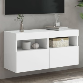 Mueble de TV de pared con luces LED blanco 80x30x40 cm en Muebles TV | Comprar online en Foru.es