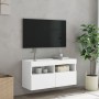 Mueble de TV de pared con luces LED blanco 80x30x40 cm en Muebles TV | Comprar online en Foru.es