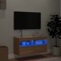 Mueble de TV de pared con luces LED roble Sonoma 80x30x40 cm en Muebles TV | Comprar online en Foru.es