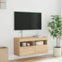 Mueble de TV de pared con luces LED roble Sonoma 80x30x40 cm en Muebles TV | Comprar online en Foru.es