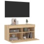 Mueble de TV de pared con luces LED roble Sonoma 80x30x40 cm en Muebles TV | Comprar online en Foru.es
