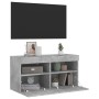 Mueble de TV de pared con luces LED gris hormigón 80x30x40 cm en Muebles TV | Comprar online en Foru.es