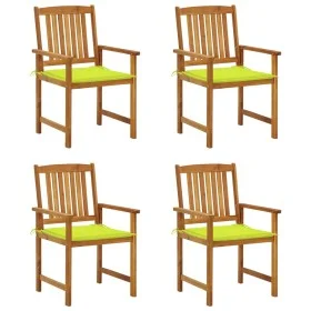 Sillas de jardín con cojines 4 unidades madera maciza de acacia de vidaXL, Sillas de jardín - Ref: Foro24-3061190, Precio: 30...