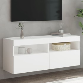 Mueble de TV de pared con luces LED blanco 100x30x40 cm en Muebles TV | Comprar online en Foru.es