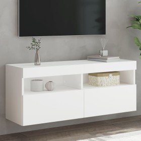 Mueble de TV de pared con luces LED blanco 100x30x40 cm en Muebles TV | Comprar online en Foru.es