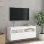 Mueble de TV de pared con luces LED blanco 100x30x40 cm en Muebles TV | Comprar online en Foru.es