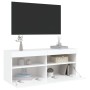 Mueble de TV de pared con luces LED blanco 100x30x40 cm en Muebles TV | Comprar online en Foru.es