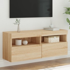 Mueble de TV de pared con luces LED roble Sonoma 100x30x40 cm en Muebles TV | Comprar online en Foru.es