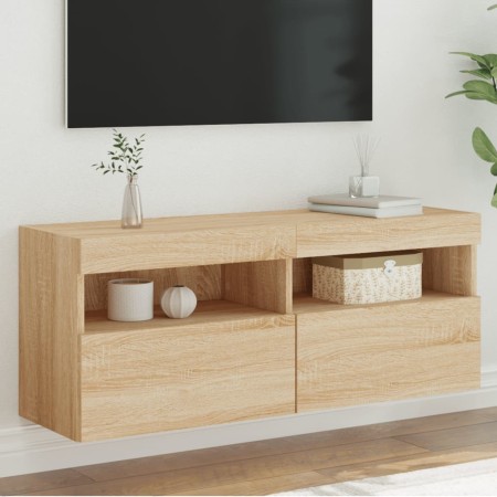 Mueble de TV de pared con luces LED roble Sonoma 100x30x40 cm en Muebles TV | Comprar online en Foru.es