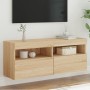 Mueble de TV de pared con luces LED roble Sonoma 100x30x40 cm en Muebles TV | Comprar online en Foru.es
