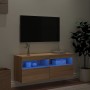 Mueble de TV de pared con luces LED roble Sonoma 100x30x40 cm en Muebles TV | Comprar online en Foru.es