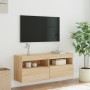 Mueble de TV de pared con luces LED roble Sonoma 100x30x40 cm en Muebles TV | Comprar online en Foru.es